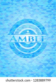 Amble sky blue emblem with triangle mosaic background