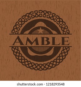 Amble wooden emblem. Retro