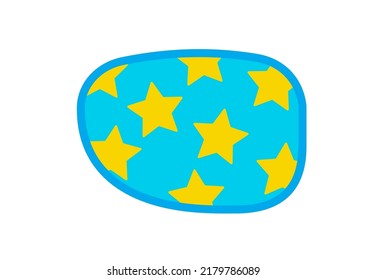 Amblyopia correction lazy eye patch vector illustration. Color medical ophthalmology blindfold mask for child eye decorated with stars isolated on white background.