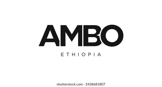 Ambo in the Ethiopia emblem for print and web. Design features geometric style, vector illustration with bold typography in modern font. Graphic slogan lettering isolated on white background.