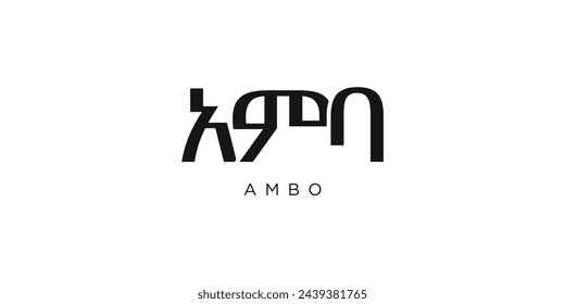 Ambo in the Ethiopia emblem for print and web. Design features geometric style, vector illustration with bold typography in modern font. Graphic slogan lettering isolated on white background.