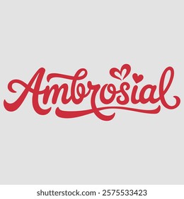 Ambrosial script text typography valentine vector  transparent background