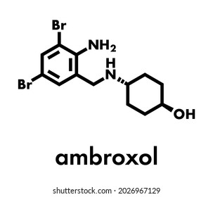 Ambroxol secretolytic drug molecule. Also often used in treatment of soar throat. Skeletal formula.