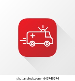 Ambulance application for mobile phone. Line flat vector icon, button and website design. Illustration isolated on white background. EPS 10 design, logo, app, infographic.