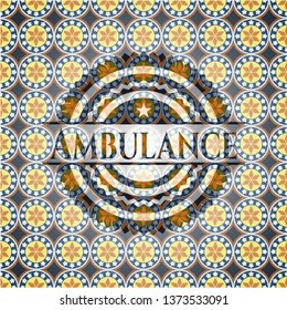 Ambulance arabic emblem. Arabesque decoration.