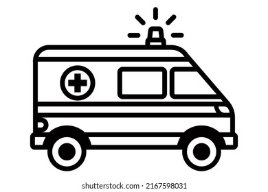 Ambulance Black Linear Icon Siren Rush Stock Vector (Royalty Free ...