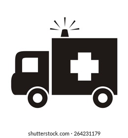 ambulance, black vector icon, silhouette,