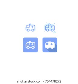 ambulance blue icon. Creative idea or business solution for web design on white background. logo. vector