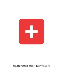 Ambulance button vector icon flat
