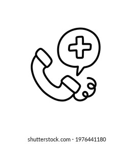 ambulance call doodle icon, vector illustration