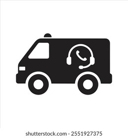 Ambulance call icon. Vector and glyph