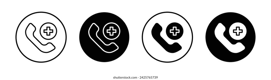 Ambulance call vector line icon illustration.