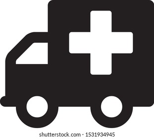 ambulance car black flat icon