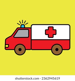 ambulance car cartoon design. emergency transportation sign and symbol.