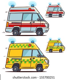 Ambulance car. Cartoon illustration