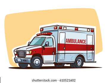 Ambulance Car. Cartoon illustration