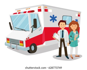 Ambulance Car Doctor Nurse Medical Team Stock Vector (Royalty Free ...