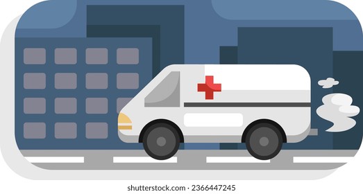 Ambulance car driving, illustration, vector on a white background.