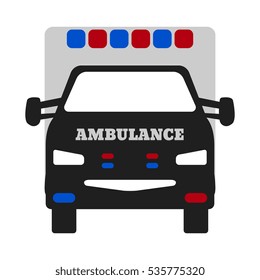 Ambulance car. Elements of the ambulance equipment icons. Vector Illustration.