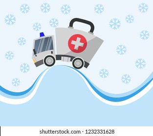 Ambulance Car Emergency Auto As First Aid Kit, Vector Illustration Flat