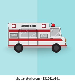 Ambulance Car Emergency Health and Medical Fast Service Direct to Hospital - Vector Illustration