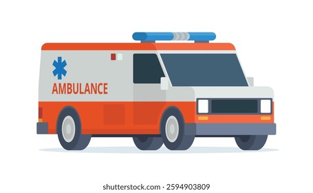 Ambulance Car, Emergency Medical Service Vehicle. Flat Design Vector Illustration	