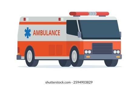 Ambulance Car, Emergency Medical Service Vehicle. Flat Design Vector Illustration	