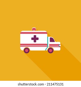 ambulance car flat icon with long shadow