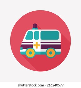 ambulance car flat icon with long shadow