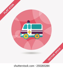 ambulance car flat icon with long shadow,eps10