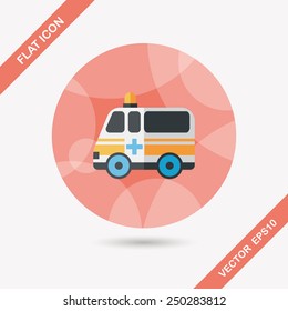 ambulance car flat icon with long shadow,eps10