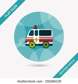 ambulance car flat icon with long shadow,eps10