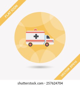 ambulance car flat icon with long shadow