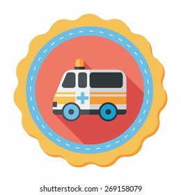 ambulance car flat icon with long shadow,eps10