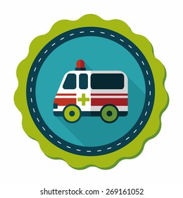 ambulance car flat icon with long shadow,eps10