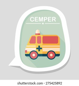 ambulance car flat icon with long shadow,eps10