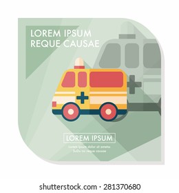 ambulance car flat icon with long shadow,eps10
