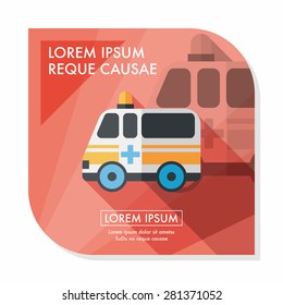 ambulance car flat icon with long shadow,eps10