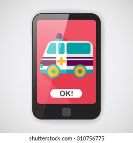 ambulance car flat icon with long shadow,eps10