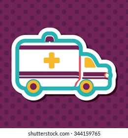 ambulance car flat icon with long shadow