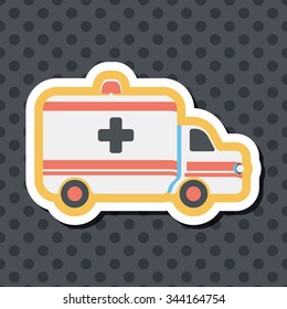 ambulance car flat icon with long shadow