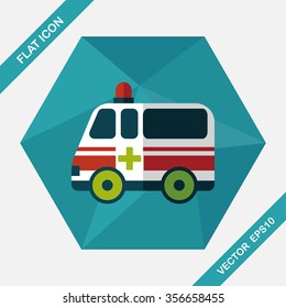 ambulance car flat icon with long shadow,eps10