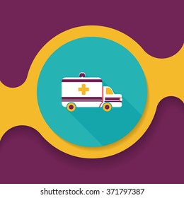 ambulance car flat icon with long shadow