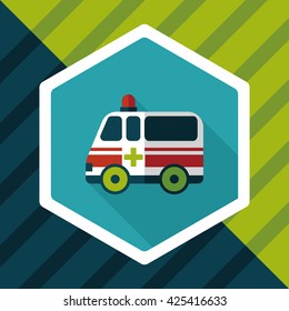 ambulance car flat icon with long shadow,eps10
