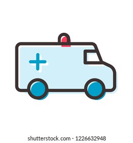 ambulance car flat icon on transparent background