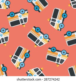 ambulance car flat icon,eps10 seamless pattern background
