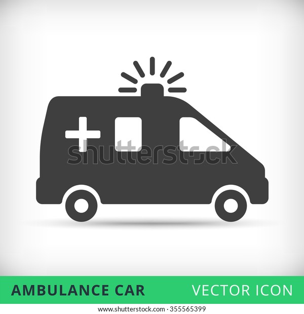 Ambulance car flat one color vector icon with\
flashing siren, Ambulance icon, medical car icon, medicine\
automobile flat vector\
icon