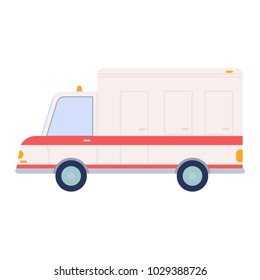 Ambulance car in flat style isolated on white background. Flat design. Vector illustration.