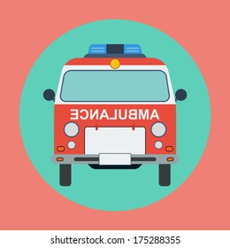 Ambulance car flat vector illustration