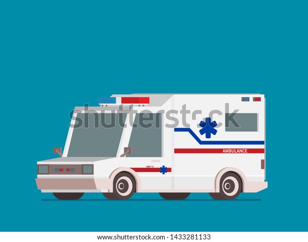 Ambulance\
car flat vector isolated on color\
background